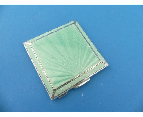 A George VI silver and enamel Powder Compact, by W Garner Ltd, hallmarked Birmingham, date letter worn, of square form, the h
