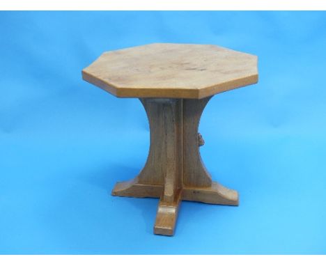 Mouseman: A Robert Thompson of Kilburn English light Oak octagonal coffee Table, with carved mouse signature, 19½in wide x 19