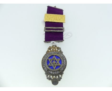 A Masonic Holy Royal Arch Chapter Exhaltation Jewel, with brilliants, presented to LB Pillin May 1973, St. James' Union Chapt