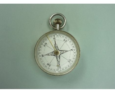 A Victorian silver pocket Barometer and Compass, by Lewis Nightingale, hallmarked London, 1895, in the form of a pocket watch