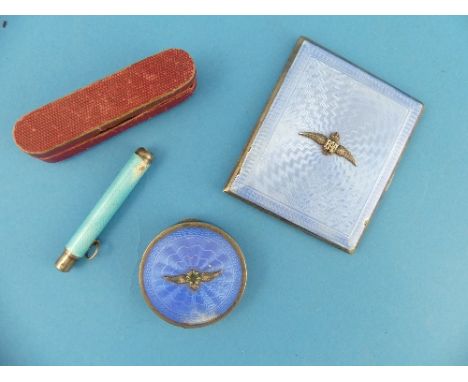 A George V silver and enamel Cigarette Case, by John William Barrett, hallmarked Birmingham, 1926, of hinged rectangular form