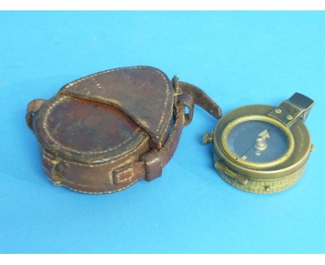 A W.W.1 prismatic Compass, marked Vernier's Pattern VII, and B-L Made in Switzerland 28049 No.274 1915, in leather case marke