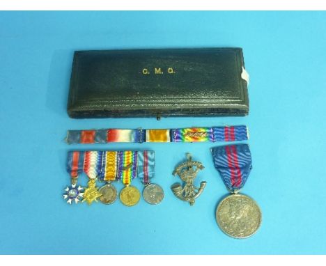 Medals; a Delhi Durbar Medal 1911, silver, together with a miniature group of five medals: Order of St. Michael and St. Georg