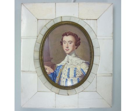 Attributed to Henry Bone (British, 1755-1834), James, Earl Lonsdale, enamel portrait miniature, after the original by Thomas 