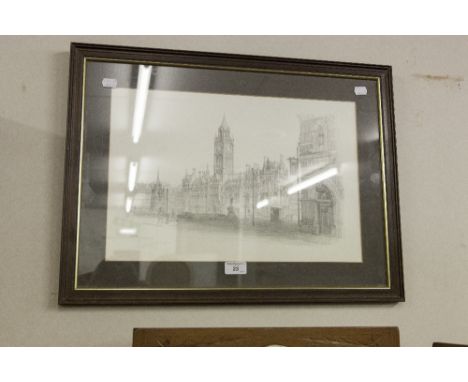 GELDART, ARTIST SIGNED PRINT OF A PENCIL DRAWING 'ALBERT SQUARE, MANCHESTER' SIGNED AND NUMBERED 12/250 IN PENCIL 12" X 18" (