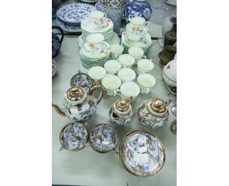 RADFORD TEA SERVICE FOR 12 PERSONS, AS SUPPLIED TO 'HM THE QUEEN' 'TULIP PATTERN' 53 PIECES,  AND A CHINESE TEA SERVICE OF 15