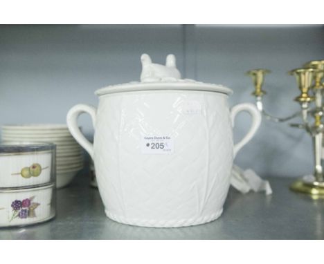 ROYAL WORCESTER 'GOURMET' WHITE OVAL DISH with lid; A SET OF 12 CHURCHILL WHITE POTTERY DESSERT BOWLS, 7 WEDGWOOD JASPERWARE 