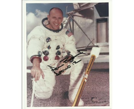 Moonwalker Signed Photo Apollo 12 Astronaut Alan Bean Signed White Space Suit Photo 10 x 8 inches Good condition. Item comes 