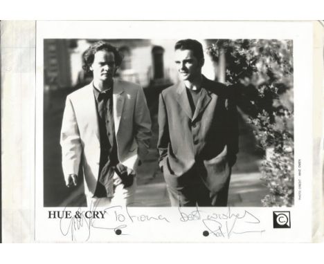 Hue & Cry signed 10x8 b/w photo dedicated to Fiona, Joan Armatrading signed concert tour date promo leaflet and Glen Tilbrook