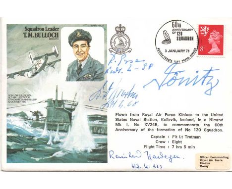 U Boat aces RAF Museum Sqn. Ldr Bulloch FDC Signed Karl Donitz KC+ OL Grand Admiral of the U Boat Service, died 1980. Robert 