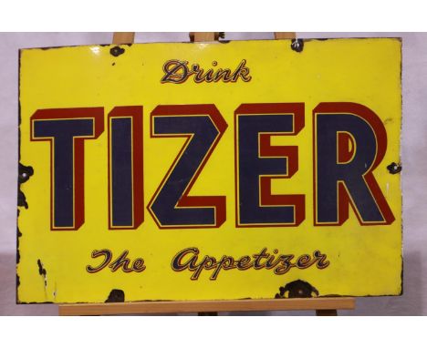 Vintage advertising: enamelled wall mounting sign, Tizer The Appetizer, 76 x 51 cm. Please see additional images for conditio