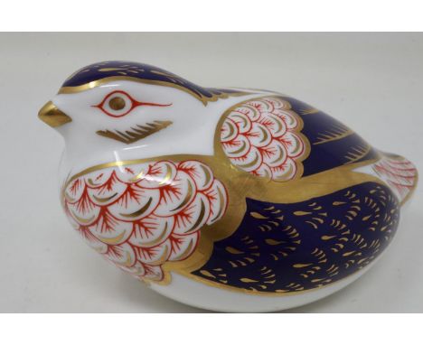 Royal Crown Derby quail paperweight, seconds quality, no cracks or chips, L: 12 cm. UK P&amp;P Group 1 (£16+VAT for the first