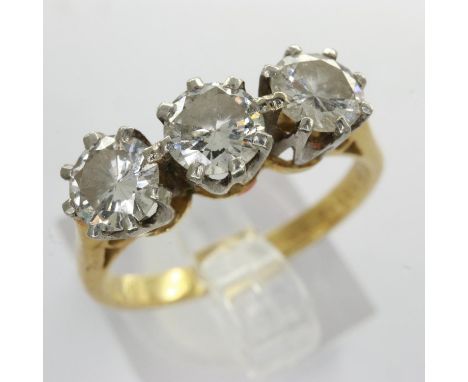 18ct gold Boodle and Dunthorne trilogy ring set with diamonds approx 0.6ct, size L/M, 3.3g, central stone: 4.30 mm approx dia