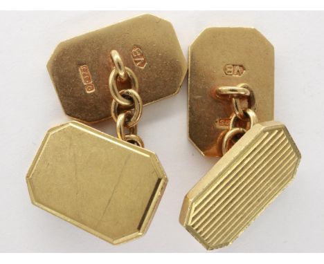 Pair of 9ct gold cufflinks, face H: 20 mm, 12.0g. UK P&amp;P Group 1 (£16+VAT for the first lot and £2+VAT for subsequent lot