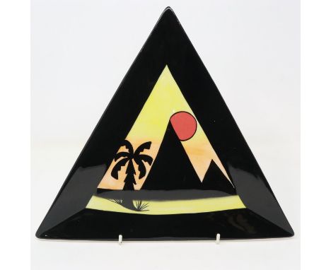Lorna Bailey Old Ellgreave Pottery triangular Pyramids plate, no cracks or chips, H: 26 cm. UK P&amp;P Group 2 (£20+VAT for t