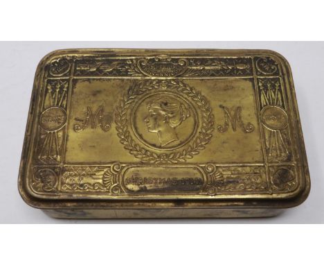 Princess Mary 1914 Christmas tin, 13 x 9 cm. UK P&amp;P Group 1 (£16+VAT for the first lot and £2+VAT for subsequent lots) 