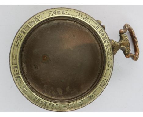 French silver pocket watch case, with Hohneur a la France et aux allies 1914 (honour to France and the allies) to edge, D: 60