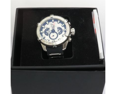 NUBEO: Sirius catalyst gents chronograph wristwatch with three subsidiary dials and date aperture on a black rubber strap, wo