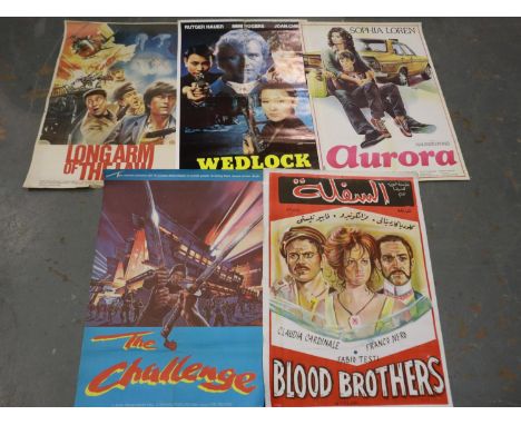 Five mixed large scale film posters including Long Arm of the Law, all 69 x 100 cm. UK P&amp;P Group 2 (£20+VAT for the first