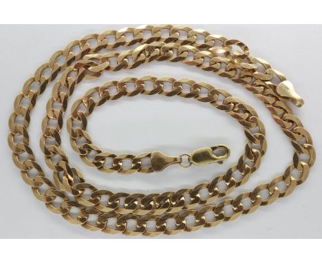 9ct gold flat link neck chain, L: 50 cm, 14.8g. UK P&amp;P Group 0 (£6+VAT for the first lot and £1+VAT for subsequent lots) 