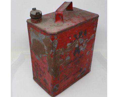 Automobilia: early 20th century one gallon petrol can, SM and BP LTD, with brass cap. UK P&amp;P Group 3 (£30+VAT for the fir