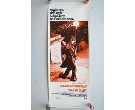 Original US release vertical format card stock insert poster for the motion picture "Death Wish" starring Charles Bronson (Pa