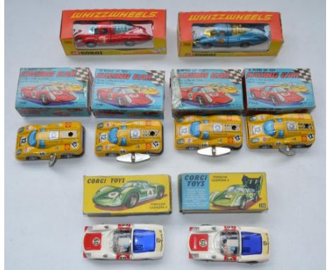 Two boxed Corgi Toys No 330 Porsche Carrera 6 diecast model cars with original boxes (very good condition for age), 2x Corgi 