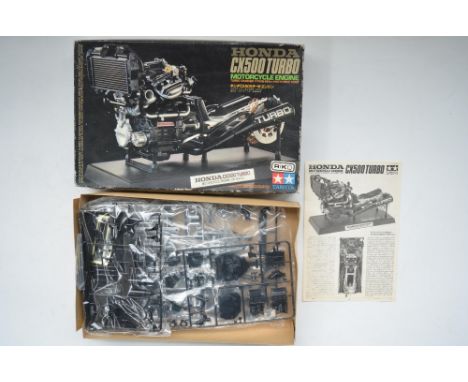 Tamiya 1/6 scale Honda CX500 Turbo motorcycle engine model kit (item no 1627/1900), un started with all sprues and parts stil