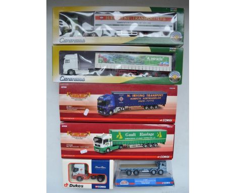 Six 1/50 diecast truck models to include 2x Cararama Collectible Haulers Limited Edition models (H.E Payne, wing mirrors pres