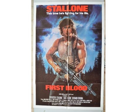 One sheet movie poster for "Rambo First Blood Part II" starring Sylvester Stallone (Tri-Star Pictures, directed by George P C