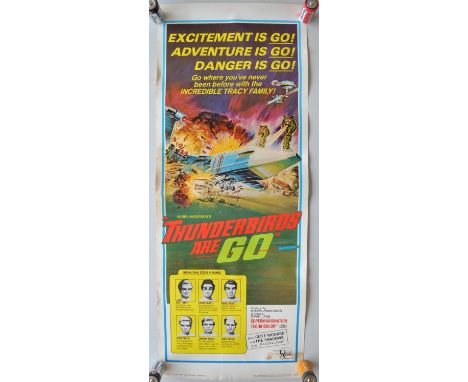 Original US release vertical format card stock insert poster for Gerry Anderson's "Thunderbirds Are Go" (United Artists, dire