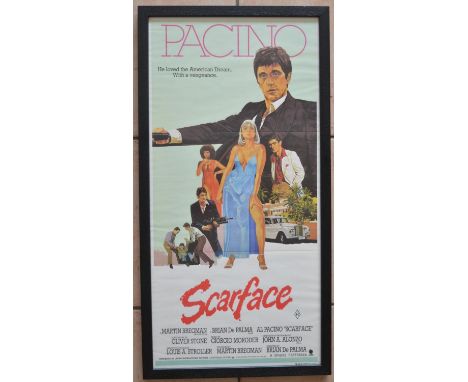 Original portrait format movie poster for Brian De Palma's "Scarface" starring Al Pacino (Universal Pictures, directed by Bri