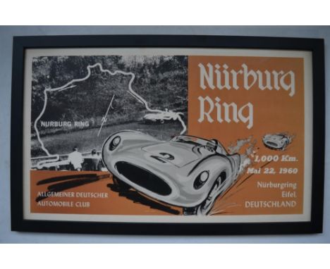 Framed print "Nurnburg Ring" (61.6x38.5cm), 2 unopened six poster sets from PML Editions (Ferrari and Porsche, both 45.6x32.1