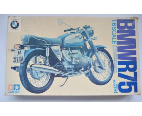 Tamiya 1/6 scale BMW R75/5 Big Scale No5 model kit (item no BS0605/2500), un started with sprues still factory sealed (1x rub