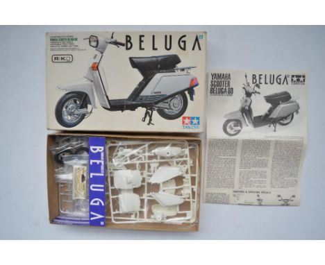 Tamiya 1/12 scale Yamaha Beluga 80 Scooter model kit (item no 1405), un started with all sprues and parts still factory seale