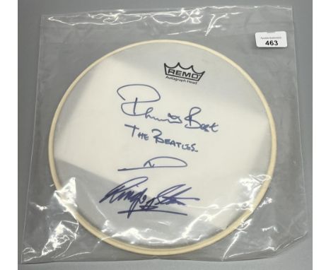 Remo Autograph head Drum head eith Pete Best and Ringo Star signatures, with Certificate of Authenticity from Heroes &amp; Le