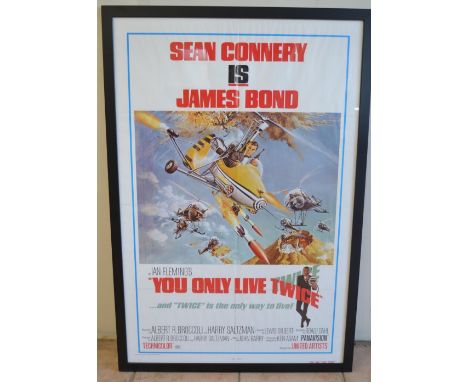 Original US printed one sheet film poster for the 1967 James Bond film You Only Live Twice, framed. With light fold marks and