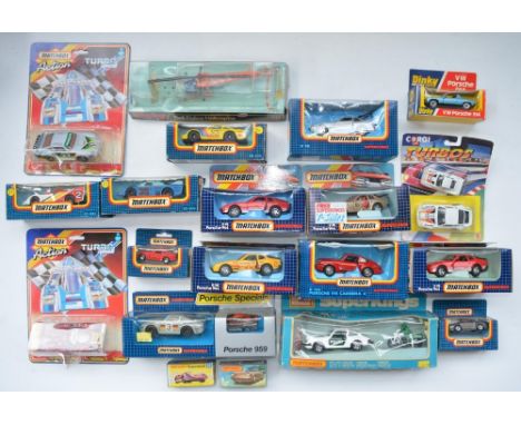 Collection of boxed diecast models, mostly Matchbox to include Superkings K-71 Porsche Police Set, Matchbox Superfast set 3 P