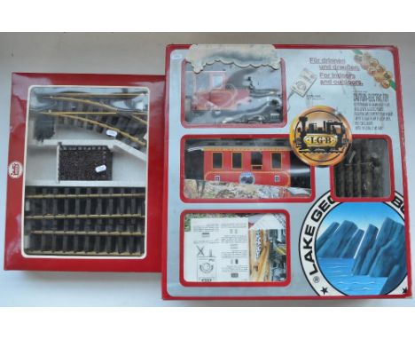 LGB G gauge electric train set (item no 70314) Lake George &amp; Boulder 0-4-0 loco set, appears complete and little run thou