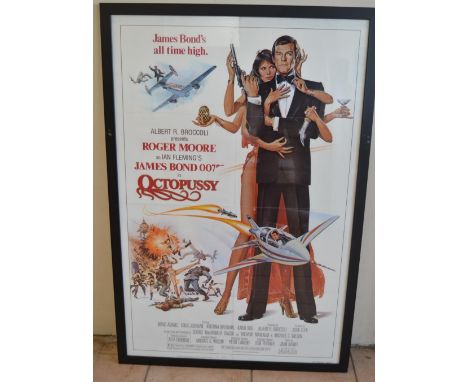 Original US printed one sheet movie poster for the 1983 James Bond Film Octopussy. Framed with light fold marks, colours etc 