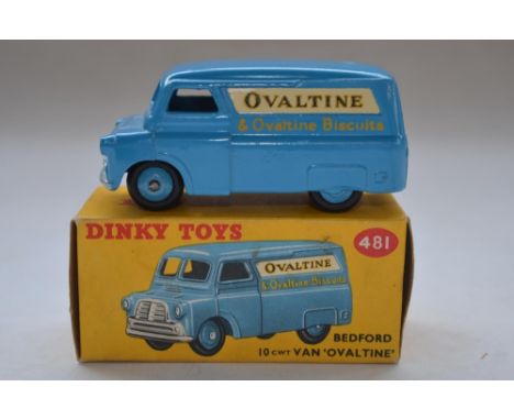 Vintage Dinky Toys Bedford 10 CWT Ovaltine Van (no 481) with original box. Model in excellent condition for age, some very mi