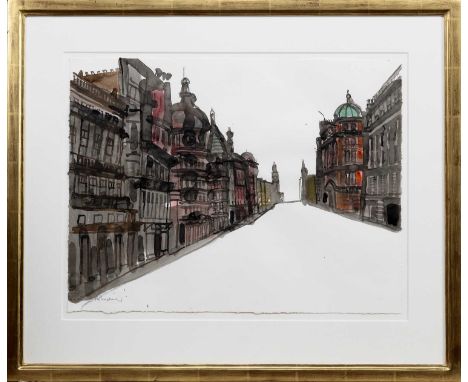 * ROBIN WEBSTER OBE RSA FRIAS (SCOTTISH b 1939), ST VINCENT STREET, GLASGOW (LOOKING WEST) watercolour on paper, signed, titl