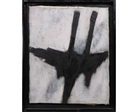 * WILLIAM GEAR RA FRSA RBSA (SCOTTISH 1915 - 1997), DARK FIGURE NO. 2  oil on canvas, signed, titled and dated '57 verso fram