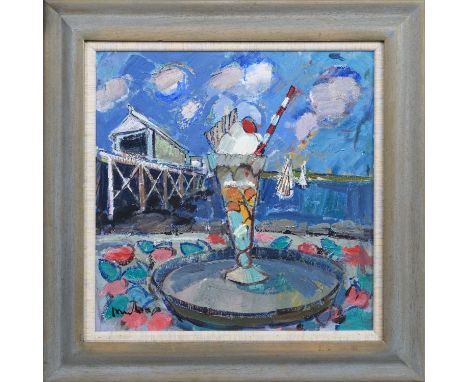 * DONALD MANSON (SCOTTISH b. 1948), KNICKERBOCKER GLORY oil on board, signed, titled labels versoframed and under glass image