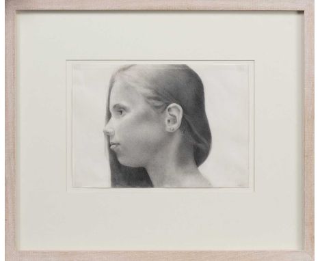 * DENISE FINDLAY (SCOTTISH b. 1973), SELF PORTRAIT pencil on paper, signedmounted, framed and under glassimage size 21cm x 30