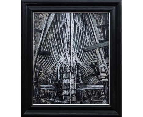 * RYAN MUTTER (SCOTTISH b. 1978), HULL 534 oil on board, signed, titled versoframedimage size 70cm x 58cm, overall size 91cm 