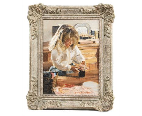 * ROWLAND DAVIDSON (BRITISH b. 1942), JAM JAR  oil on canvas, signed framed  image size 41cm x 31cm, overall size 54cm x 44cm