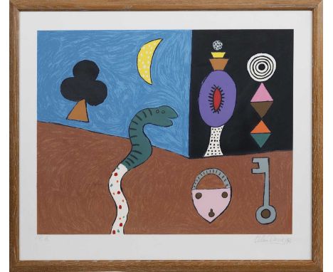 * ALAN DAVIE CBE RA HRSA RWA (SCOTTISH 1920 - 2014), UNTITLED lithograph on paper, inscribed 'P.A.', signed and dated 1974mou