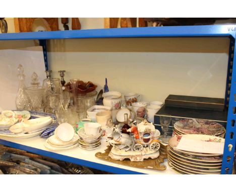Boxed Royal Worcester coffee service, collectors plates, blue and white meat plates, commemoratives, glassware, etc