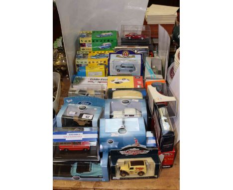 Collection of boxed model vehicles including Corgi, Oxford Die-Cast, Vanguards and Dinky